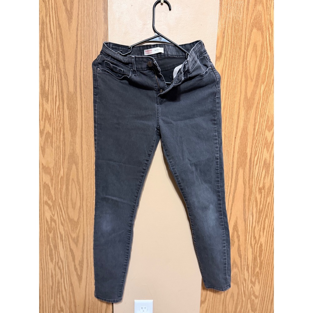 Signature Levi Strauss Skinny Jeans Womens 6M Black Denim Mid Rise Classic Chic